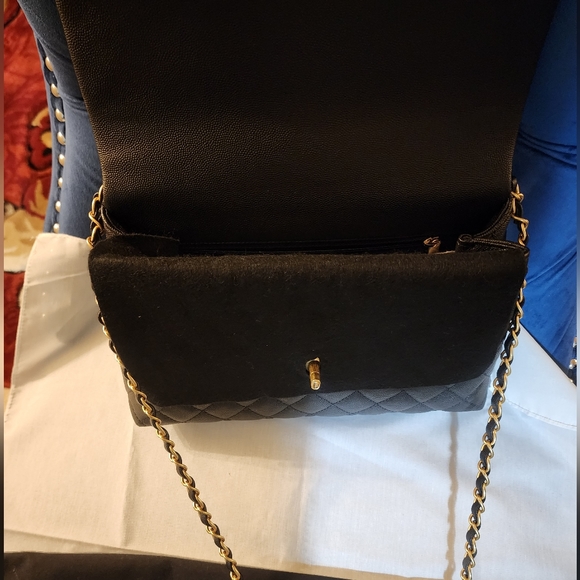 Chanel Black Caviar Lizard Coco Handle Small Flap Bag - Picture 13 of 14